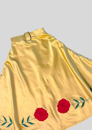 Women’s Country Western Cowgirl 2 Piece Satin Dress Floral Embroidered Shirt & Skirt Party Outfit