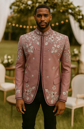 The 'Rose Garden' Bandhgala — Desert Bloom & Floral Grace