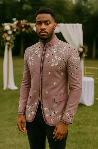 The 'Rose Garden' Bandhgala — Desert Bloom & Floral Grace