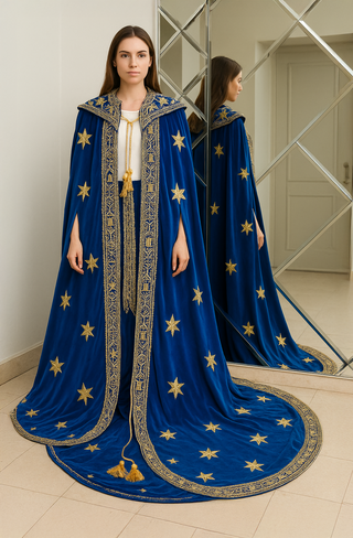 The 'Celestial Sovereign' Cloak — Royal Blue & Cosmic Grandeur