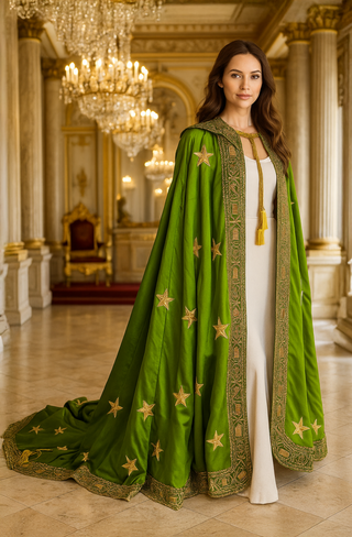 The 'Forest Queen' Cloak — Emerald Majesty & Gilded Enchantment