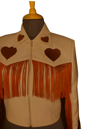 Women Custom Made Beige Skirt Suit Heart Embroidery Fringed Country Western Wedding Suit