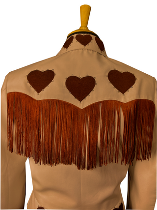 Women Custom Made Beige Skirt Suit Heart Embroidery Fringed Country Western Wedding Suit
