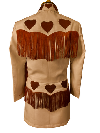 Women Custom Made Beige Skirt Suit Heart Embroidery Fringed Country Western Wedding Suit