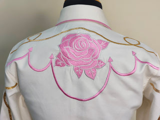 Women Ivory Customized Wedding Outfits Embroidered Western Bridal Suits 2-Piece Shirt