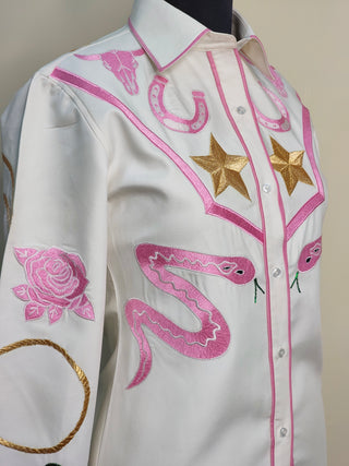 Women Ivory Customized Wedding Outfits Embroidered Western Bridal Suits 2-Piece Shirt