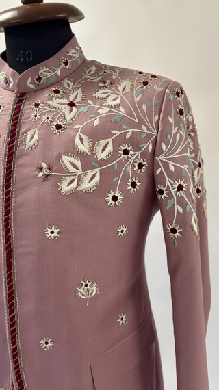 The 'Rose Garden' Bandhgala — Desert Bloom & Floral Grace