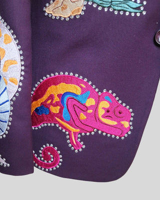 Men Wine Customized 2 Piece Suit Snake Cactus Wild Theme Embroidered Rhinestone Western Suit
