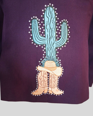 Men Wine Customized 2 Piece Suit Snake Cactus Wild Theme Embroidered Rhinestone Western Suit
