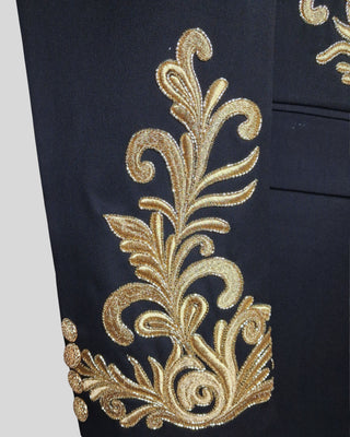 Men Black Customized 4 Piece Gold Embroidered History Suit for Cosplay & Theatre Events