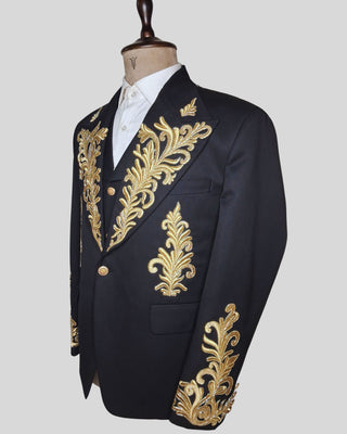Men Black Customized 4 Piece Gold Embroidered History Suit for Cosplay & Theatre Events