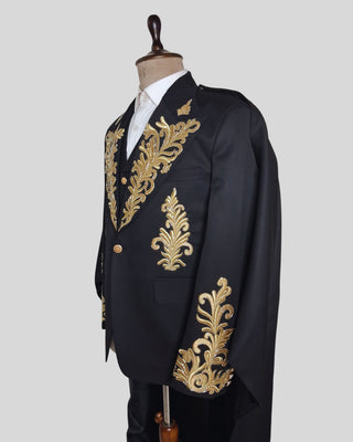 Men Black Customized 4 Piece Gold Embroidered History Suit for Cosplay & Theatre Events