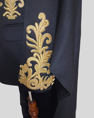 Men Black Customized 4 Piece Gold Embroidered History Suit for Cosplay & Theatre Events