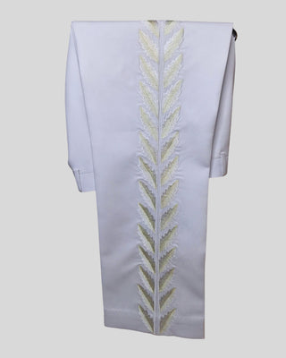 Men’s 3-Piece White Mariachi Suit – Floral Embroidered Blazer, Waistcoat & Pants | Wedding & Reception Wear