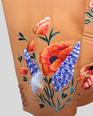 Men’s Country Western Embroidered 2-Piece Suit Rust Orange Groom Outfit Floral Embroidered Wedding & Party Wear