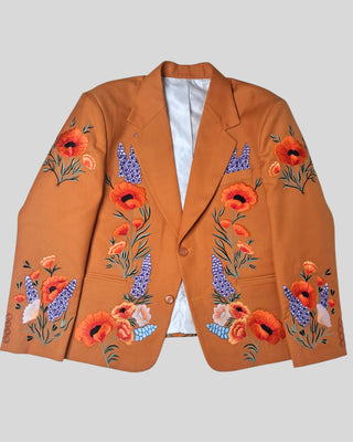 Men’s Country Western Embroidered 2-Piece Suit Rust Orange Groom Outfit Floral Embroidered Wedding & Party Wear