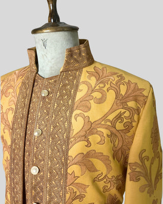Men’s Rococo Embroidered 3-Piece Suit – Mustard Royal Historical Costume