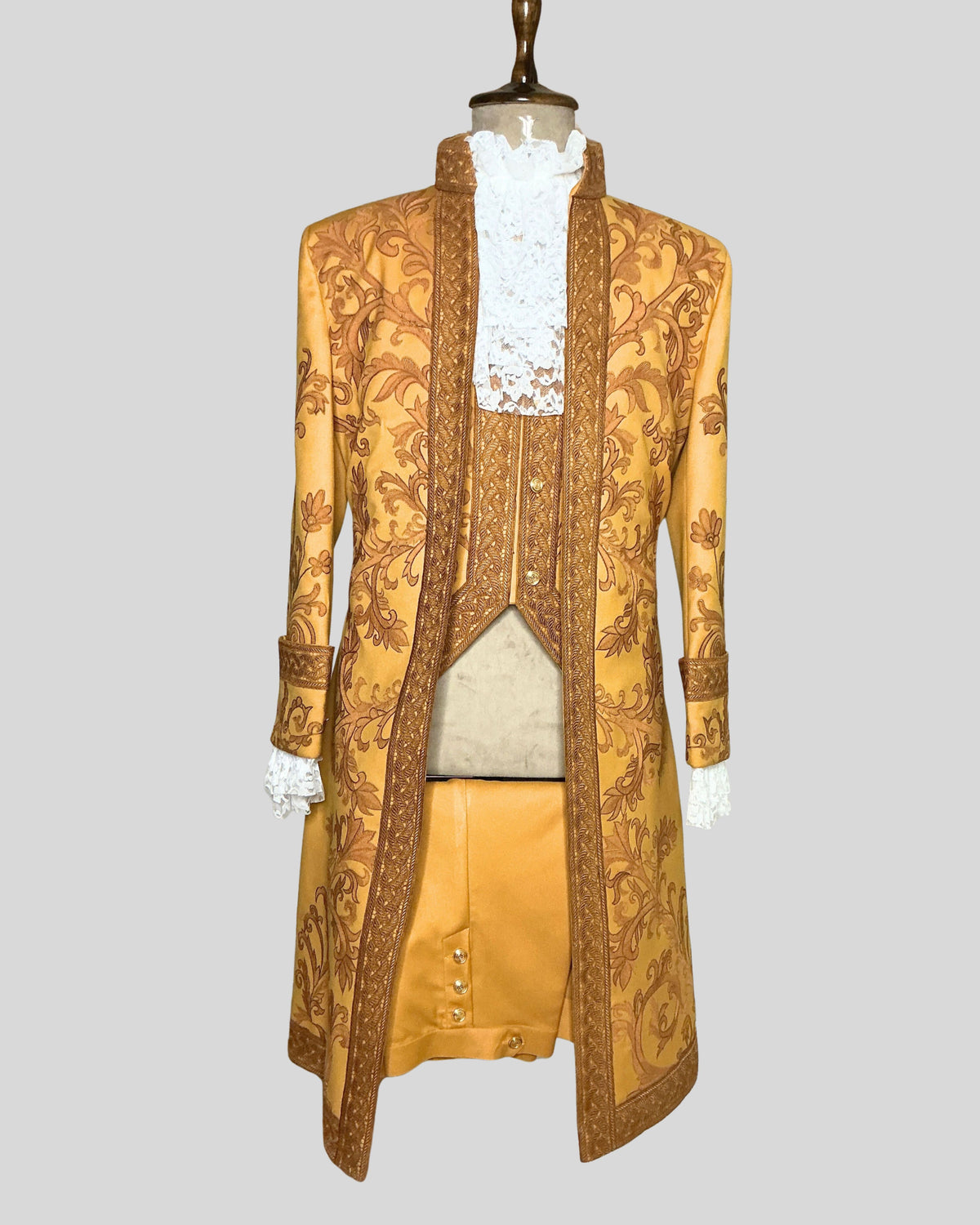 Men’s Rococo Embroidered 3-Piece Suit – Mustard Royal Historical Costume