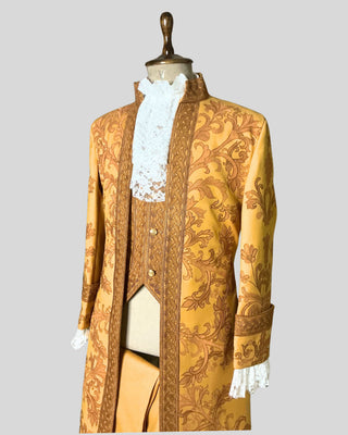 Men’s Rococo Embroidered 3-Piece Suit – Mustard Royal Historical Costume