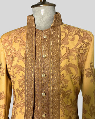 Men’s Rococo Embroidered 3-Piece Suit – Mustard Royal Historical Costume