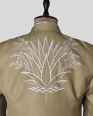 Men Sage Green 2 Piece Suit Floral Embroidered Country Western Groom Attire