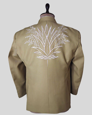 Men Sage Green 2 Piece Suit Floral Embroidered Country Western Groom Attire