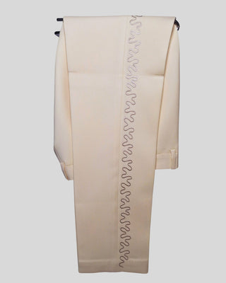 Men’s Ivory Embroidered Wedding Suit with Shawl Lapel & Matching Trouser – Elegant Formal Groom Outfit