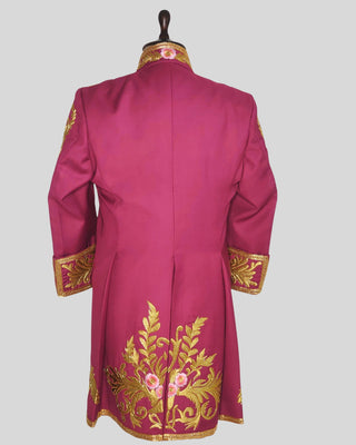 Rococo Style Men’s Pink 3-Piece Outfit Gold Embroidered Suit Wedding & Carnival Wear