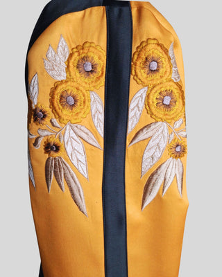 Women’s Western Floral & Bee Embroidered 2-Piece Suit – Luxury Satin Jacket and Trouser Set