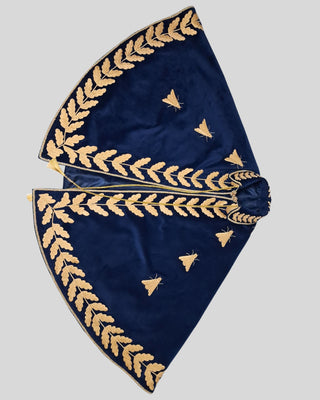 Women’s Royal Blue Velvet Embroidered Historical Cape Set with Matching Waistcoat Carnival Theme Party Outfit