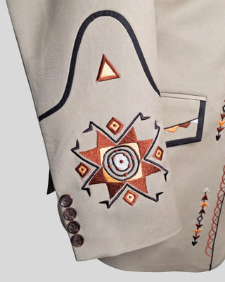 Men’s Beige Embroidered Country Western 2-Piece Suit Cowboy Style Wedding & Party Outfit