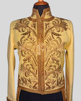 Men Light Yellow Customised Rococo History Jacket Carnival Costume with Matching Belt