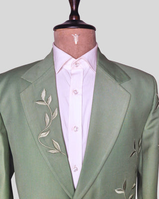 Men’s Sage Green Embroidered 2 Piece Suit Designer Blazer with Pants | Wedding, Reception & Party Wear Outfit