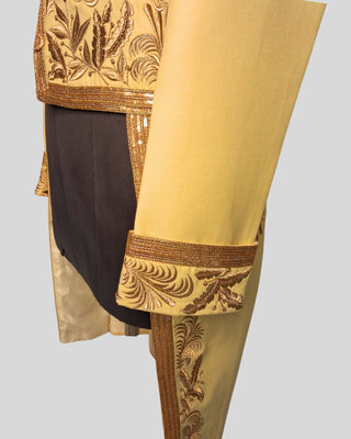Men Light Yellow Customised Rococo History Jacket Carnival Costume with Matching Belt