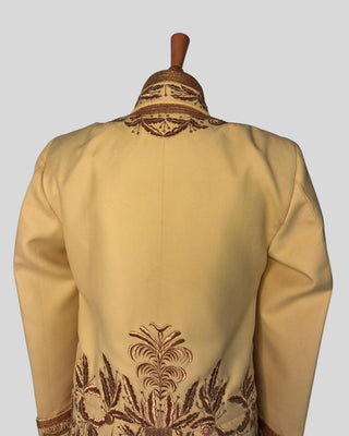 Men Light Yellow Customised Rococo History Jacket Carnival Costume with Matching Belt