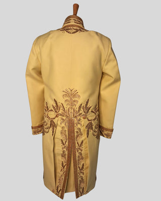 Men Light Yellow Customised Rococo History Jacket Carnival Costume with Matching Belt