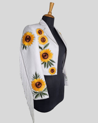 Women Country Western 2 Piece Suit – White Embroidered Crop Blazer with Shorts | Cowgirl Outfit for Party, Wedding & Cocktail Events