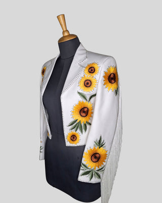 Women Country Western 2 Piece Suit – White Embroidered Crop Blazer with Shorts | Cowgirl Outfit for Party, Wedding & Cocktail Events