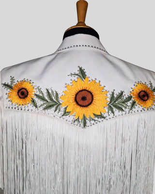 Women Country Western 2 Piece Suit – White Embroidered Crop Blazer with Shorts | Cowgirl Outfit for Party, Wedding & Cocktail Events
