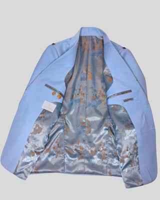 Men Powder Blue Gold Embroidered 4Pc Vintage Styled History Suits for Wedding Theatre Carnival Attire