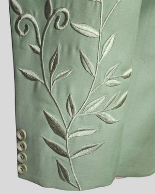 Men’s Sage Green Embroidered 2 Piece Suit Designer Blazer with Pants | Wedding, Reception & Party Wear Outfit