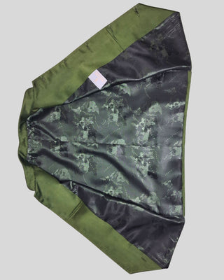 Men’s Silver Grey Satin Rococo 3-Piece Suit – Embroidered Coat, Green Waistcoat & Breeches
