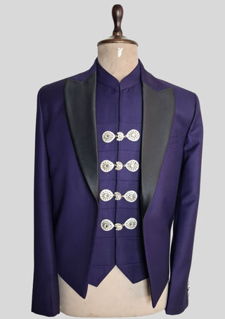 Men’s Purple Rococo 4 Piece Suit Royal Wedding Groom Outfit Luxury Party Wear