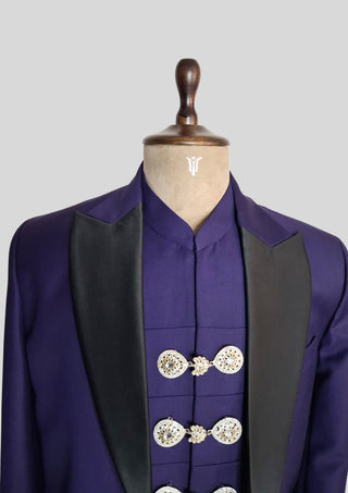 Men’s Purple Rococo 4 Piece Suit Royal Wedding Groom Outfit Luxury Party Wear