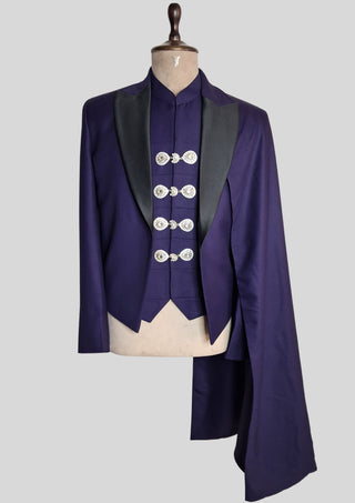 Men’s Purple Rococo 4 Piece Suit Royal Wedding Groom Outfit Luxury Party Wear