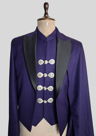 Men’s Purple Rococo 4 Piece Suit Royal Wedding Groom Outfit Luxury Party Wear
