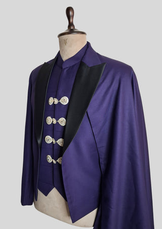 Men’s Purple Rococo 4 Piece Suit Royal Wedding Groom Outfit Luxury Party Wear