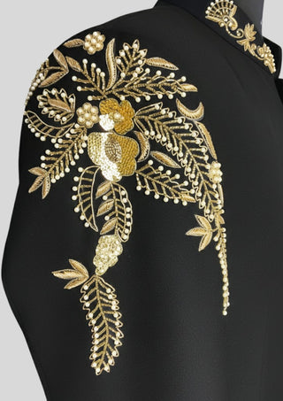 Black Designer Embroidered Blazer for Weddings Cocktail & Evening Events