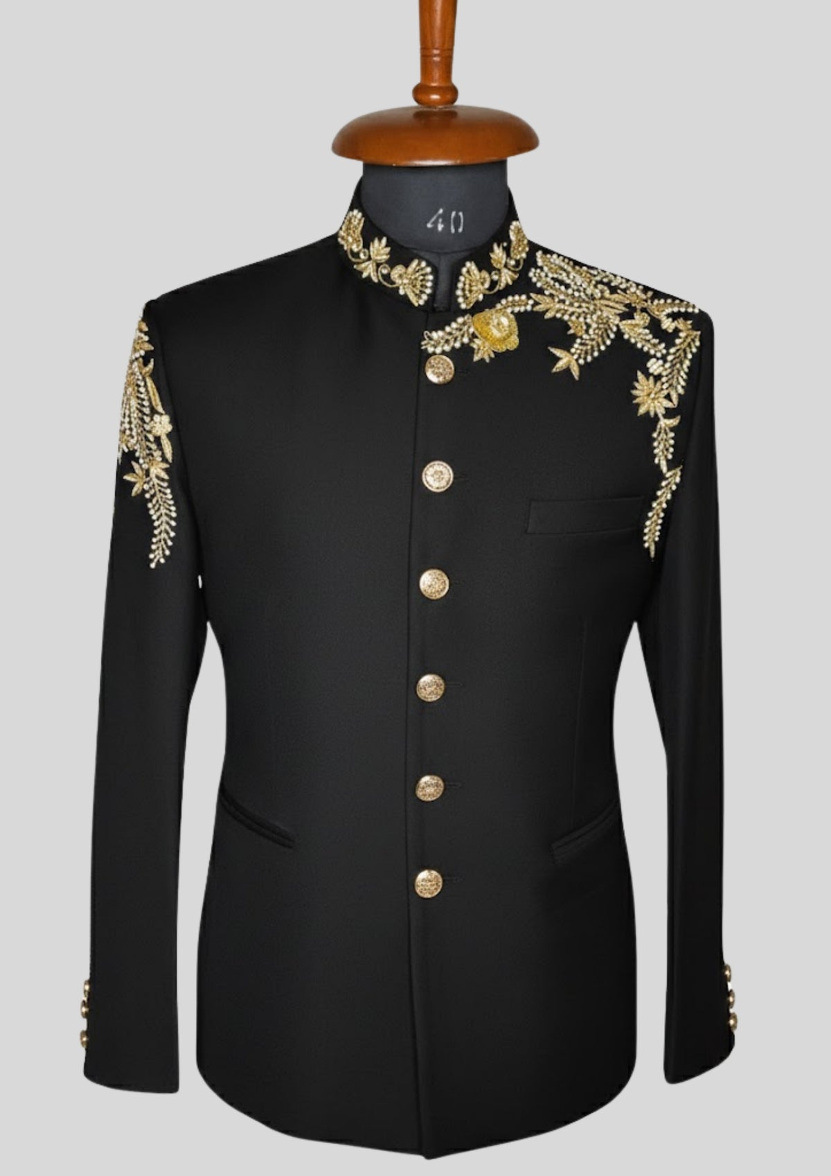 Black Designer Embroidered Blazer for Weddings Cocktail & Evening Events
