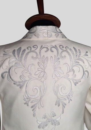 Men’s White Embroidered Mariachi Charro 2-Piece Suit – Classic Charro Jacket & Pants